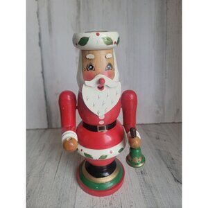 Kurt Adler vintage wooden candlestick holder Santa Claus Xmas